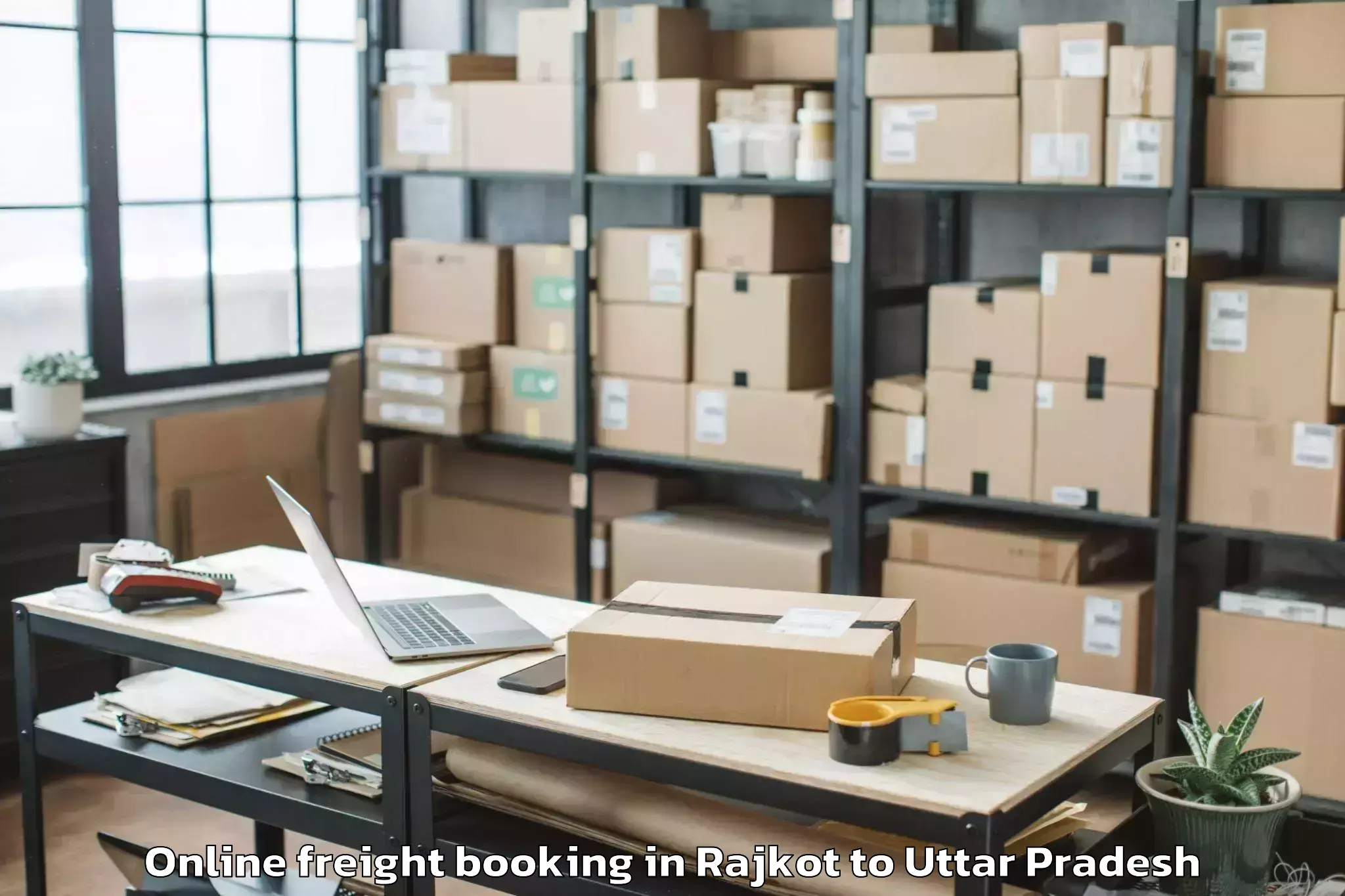 Efficient Rajkot to Galgotias University Noida Online Freight Booking